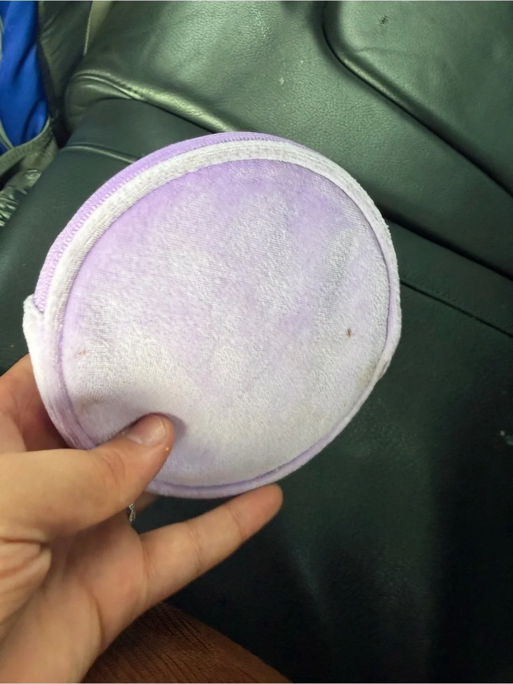 CHANEL Lavender Velvet Round Pouch with Gold and Black Logo